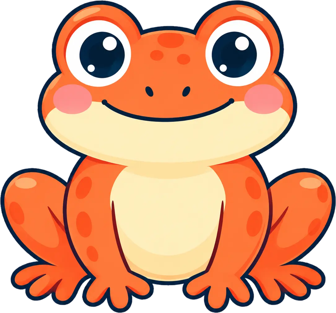 Friendly orange frog game character